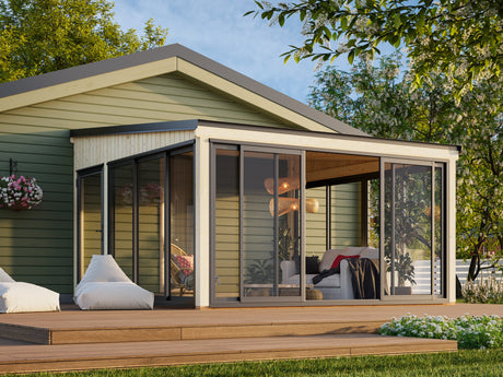 Lumi L (4,2x4,2m|16,6m2|120x120mm ) Attached Timber & Glass Conservatory