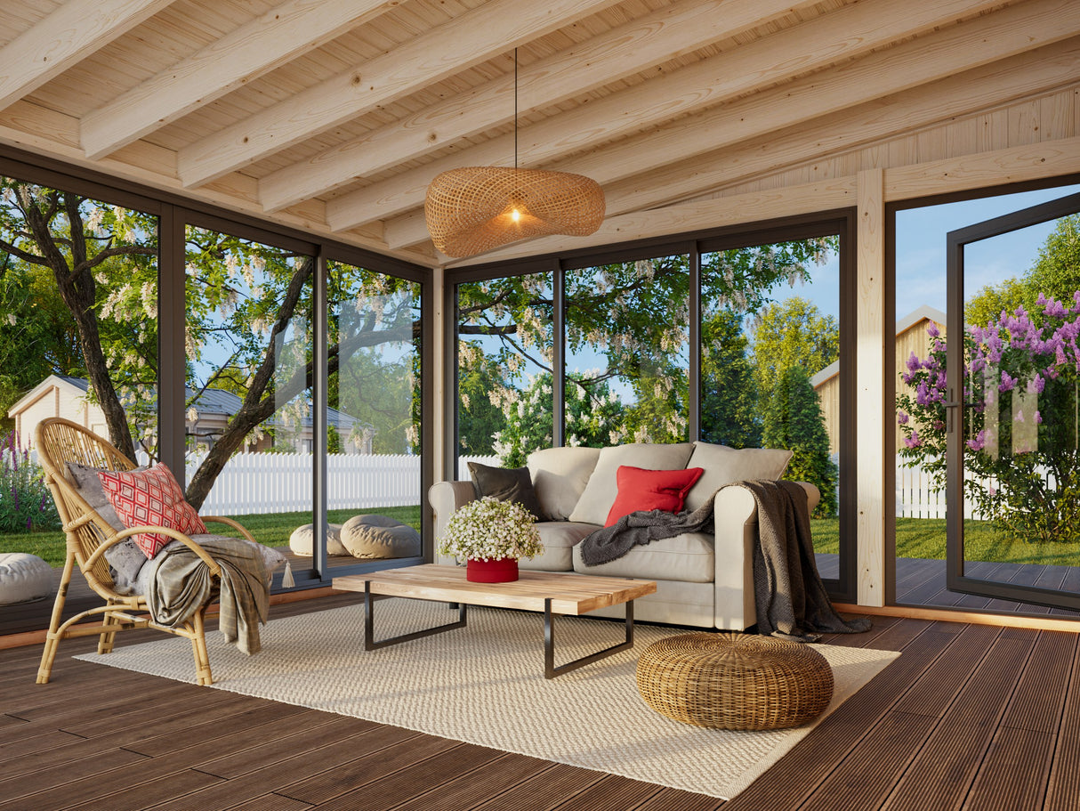 Lumi L (4,2x4,2m|16,6m2|120x120mm ) Attached Timber & Glass Conservatory