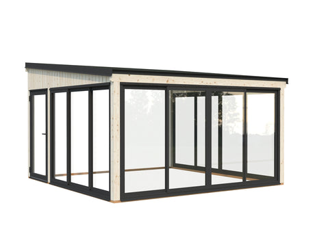 Lumi L (4,2x4,2m|16,6m2|120x120mm ) Attached Timber & Glass Conservatory