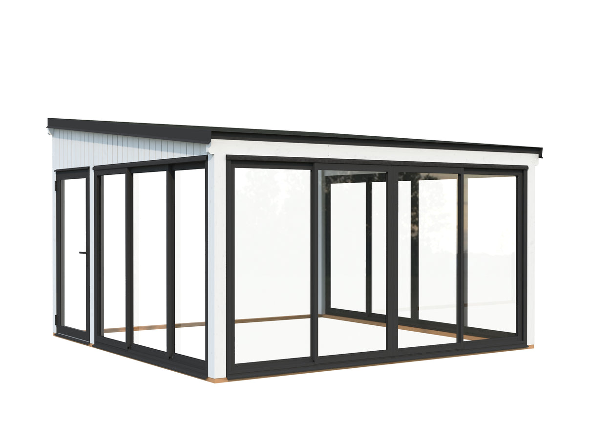 Lumi L (4,2x4,2m|16,6m2|120x120mm ) Attached Timber & Glass Conservatory