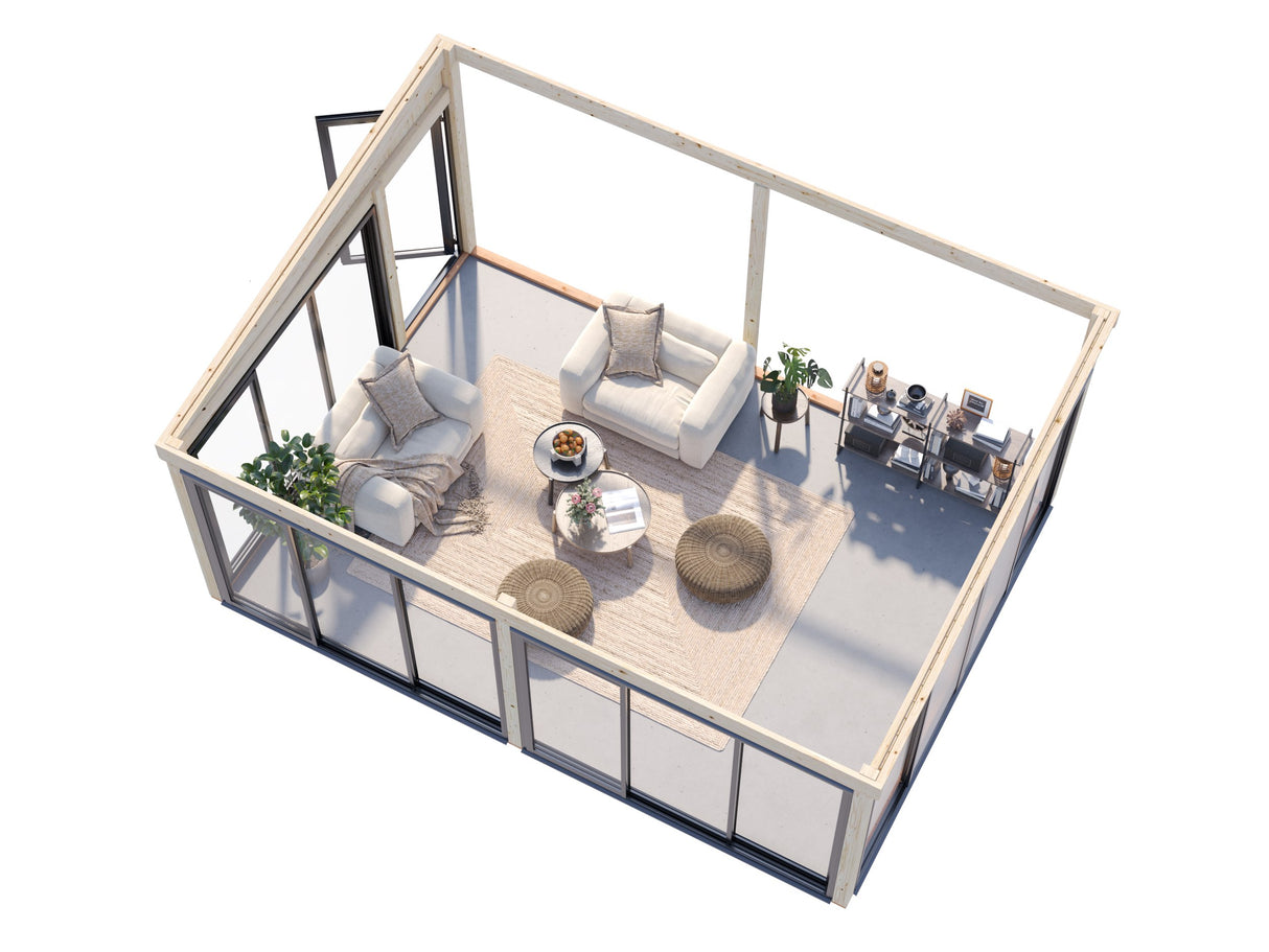 Lumi XL(5,8x4,2m|23,3m2|120x120mm ) Spacious Attached Glass Conservatory