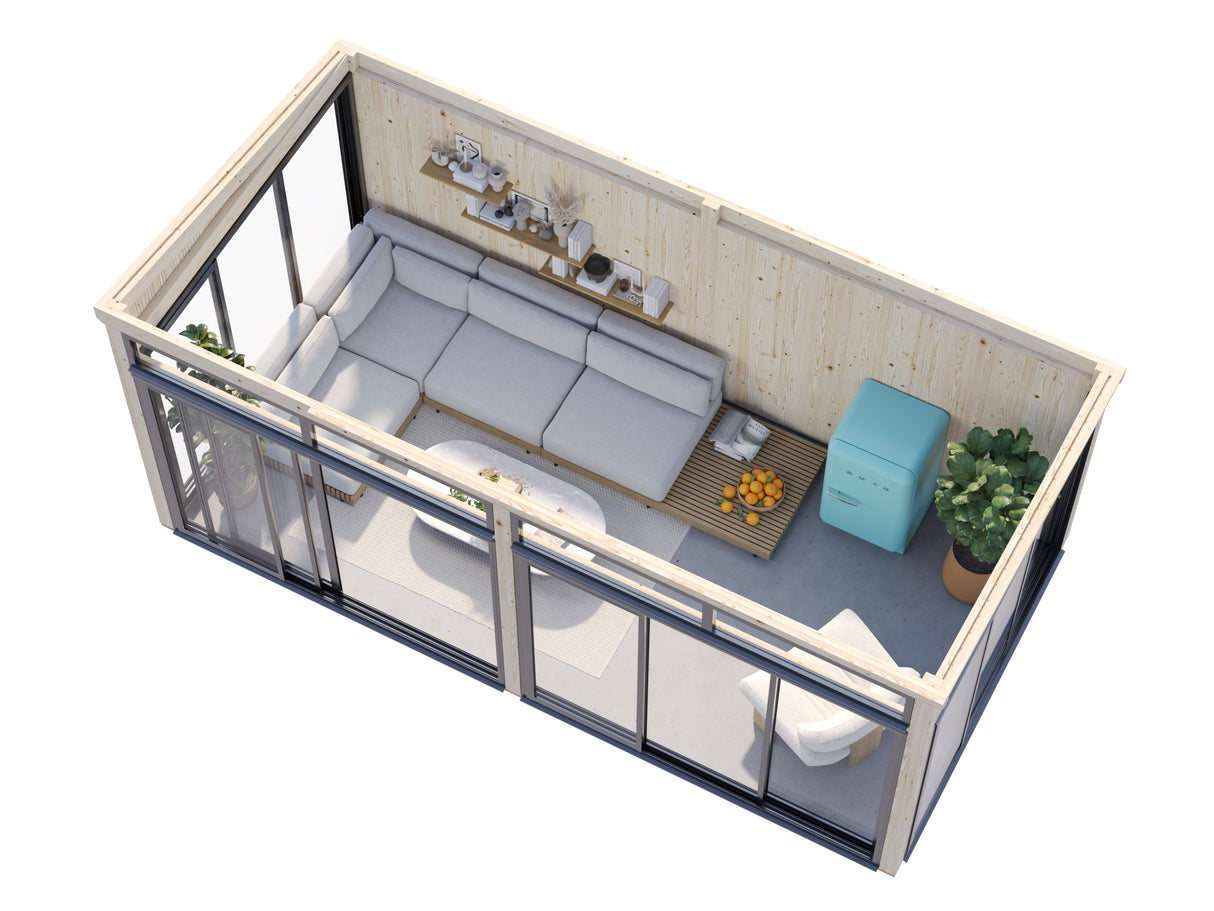 Saga M (5,8x3m|16,2m2|120x120mm ) Detached Modern Glass Conservatory