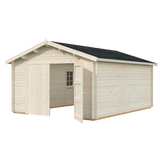 Garage Danube 19,1 wooden gate - 44 mm Log Garage - Palmako UK