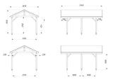 Robert S (3.2x3.7m | 11.7m2) Pitched Roof Timber Carport or Garden Pavilion