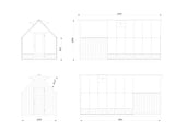 Emilia M+ (2,4x5,5m|8,2+4,0m2|18mm ) Greenhouse with Tool Shed - Painted Grey - Palmako UK