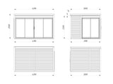 Serena 1 (4,2x3,2m|12,6m2|44mm ) Cubic Corner Log Cabin with Aluminium Doors and Windows(Double or Single Glazed) - Palmako UK