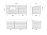Malta 1 with 3,6 m2 canopy (5,1x2,2m | 5,7m2 | 28mm) Pent Roof Log Shed with Side Canopy - Palmako UK