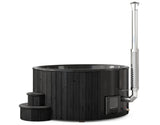 Solace M Blackline (d200cm | 6-Person) Round Wood-Heated Outdoor Hot Tub with Integrated Woodburner, LED included - Palmako UK