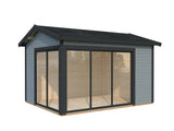 Amanda S (3,9x3m | 11,2m2 | 44mm) Modern Corner Summer House With Sliding Doors (Double Glazing Available) - Palmako UK