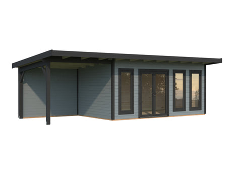Aurelia L+ (8,3x3m|15,2+7,9m2|44mm ) Spacious Modern Garden room with Canopy