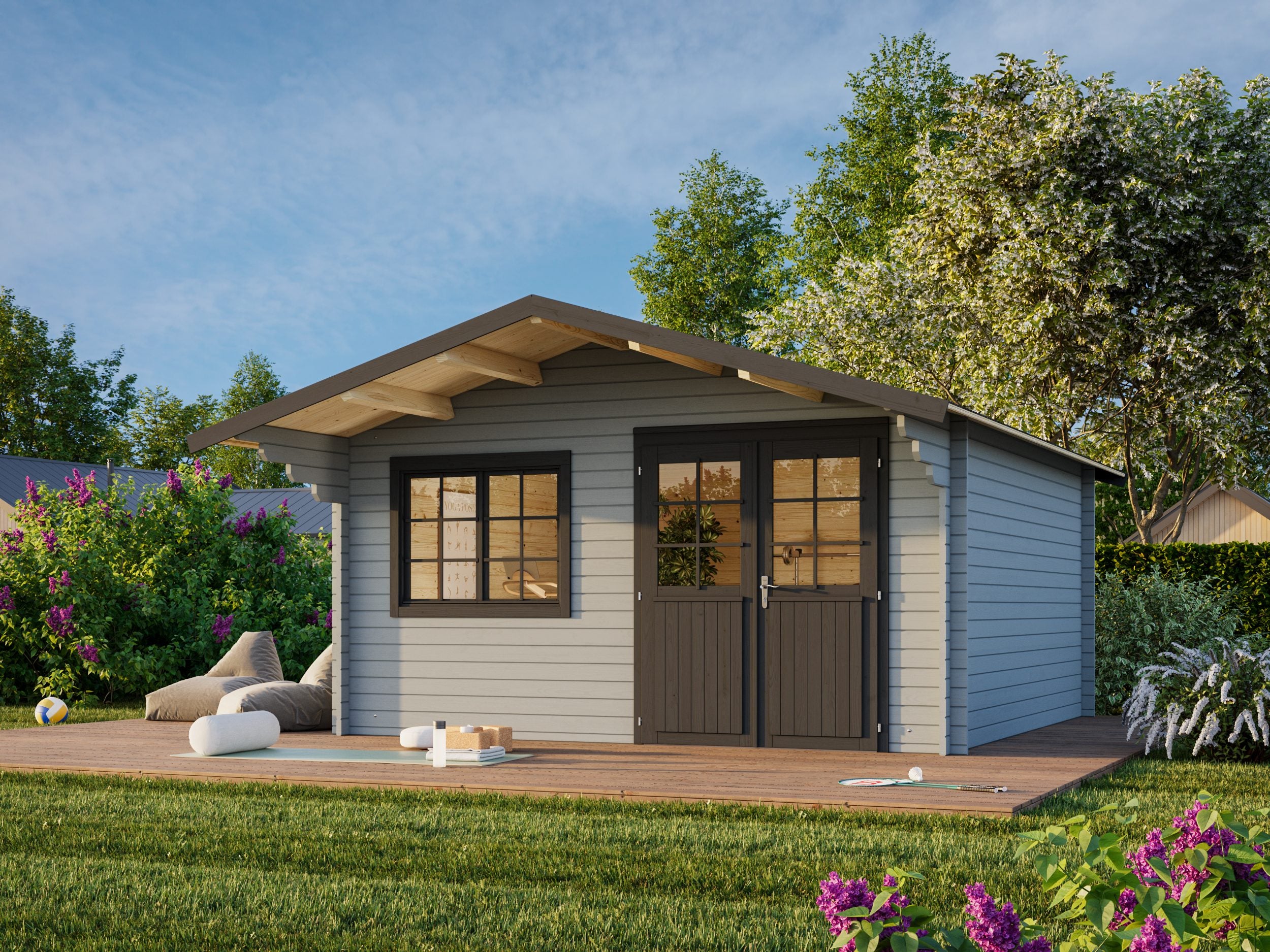 Britta M (4.5x4.5m | 17.5m2 | 40mm) Swiss Chalet Style Garden Log Cabi