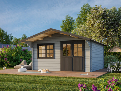 Britta M (4.5x4.5m | 17.5m2 | 40mm) Swiss Chalet Style Garden Log Cabin - Palmako UK