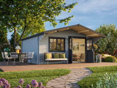 Britta L (5x4.5m | 19.7m2 | 40mm) Swiss Chalet Style Garden Log Cabin - Palmako UK
