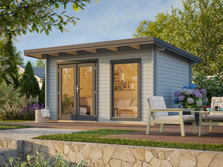 Heidi S (4.1x3m | 11.7m2 | 44mm) Modern Light Garden Room - Palmako UK