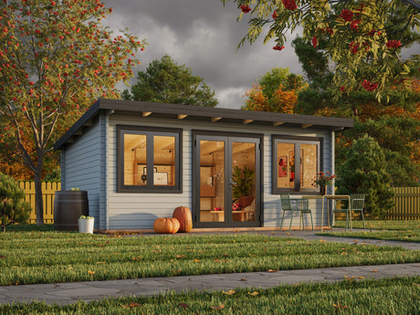 Lisandra L (5,5x4m|19,4m2|44mm ) Garden House with Aluminium Doors and Windows - Palmako UK