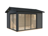 Amanda S (3,9x3m | 11,2m2 | 44mm) Modern Corner Summer House With Sliding Doors (Double Glazing Available) - Palmako UK