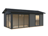 Amanda M (6x3m | 17,1m2 | 44mm) Modern Timber Garden Room with Sliding Doors (Double Glazing Available) - Palmako UK