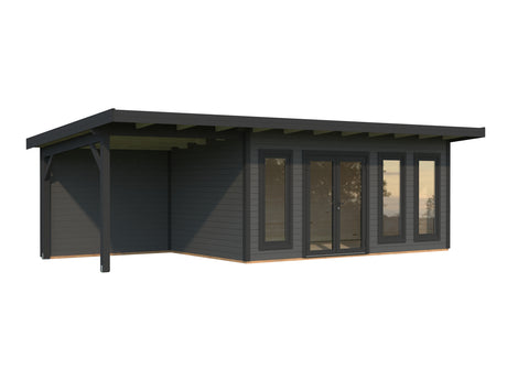 Aurelia L+ (8,3x3m|15,2+7,9m2|44mm ) Spacious Modern Garden room with Canopy