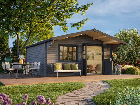 Britta L (5x4.5m | 19.7m2 | 40mm) Swiss Chalet Style Garden Log Cabin - Palmako UK