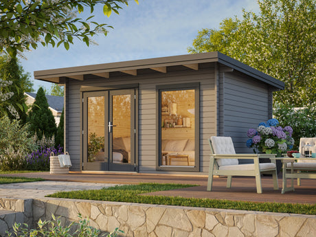 Heidi S (4.1x3m | 11.7m2 | 44mm) Modern Light Garden Room - Palmako UK