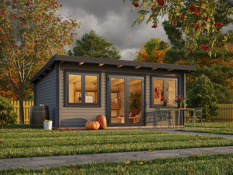 Lisandra L (5,5x4m|19,4m2|44mm ) Garden House with Aluminium Doors and Windows - Palmako UK