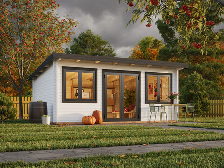 Lisandra L (5,5x4m|19,4m2|44mm ) Garden House with Aluminium Doors and Windows - Palmako UK