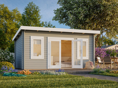 Lisa M (4.7x3.5m | 14.2m2 | 44mm) Modern Pent Garden Office (2024 Upgraded Model) - Palmako UK