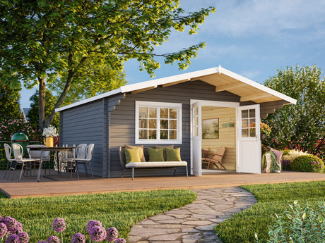 Britta L (5x4.5m | 19.7m2 | 40mm) Swiss Chalet Style Garden Log Cabin - Palmako UK