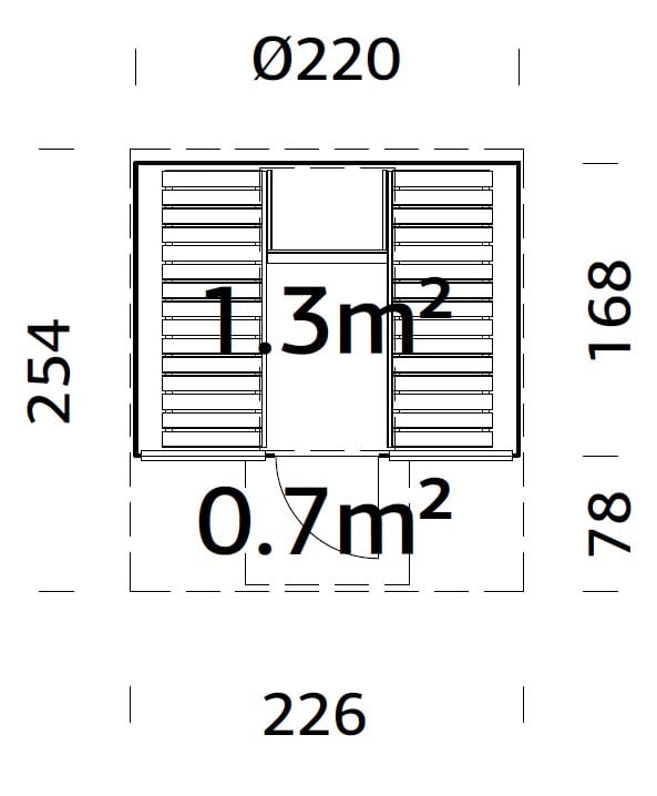 Anita M (2.2x2.5m | 1.3+0.7m2 | 42mm) Timber Garden Barrel Sauna with Glass wall