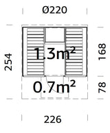 Anita M (2.2x2.5m | 1.3+0.7m2 | 42mm) Timber Garden Barrel Sauna with Glass wall