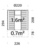 Anita L (2.2x2.9m | 1.6+0.7m2 | 42mm) Timber Garden Barrel Sauna with Glass wall - Palmako UK