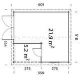 Roger M (5.3x5.7m | 21.9+5.2m2 | 44mm) Log Garage with Wooden Gate and Canopy - Palmako UK