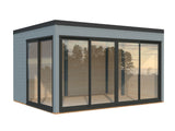 Serena 1 (4,2x3,2m|12,6m2|44mm ) Cubic Corner Log Cabin with Aluminium Doors and Windows(Double or Single Glazed)