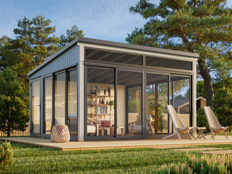 Saga L (4,2x4,2m|16,6m2|120x120mm ) Detached Conservatory Summer House - Palmako UK