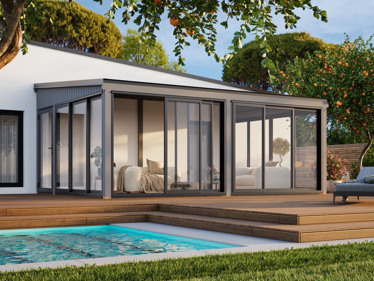 Lumi XL(5,8x4,2m|23,3m2|120x120mm ) Spacious Attached Glass Conservatory