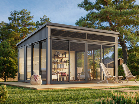 Saga L (4,2x4,2m|16,6m2|120x120mm ) Detached Conservatory Summer House - Palmako UK