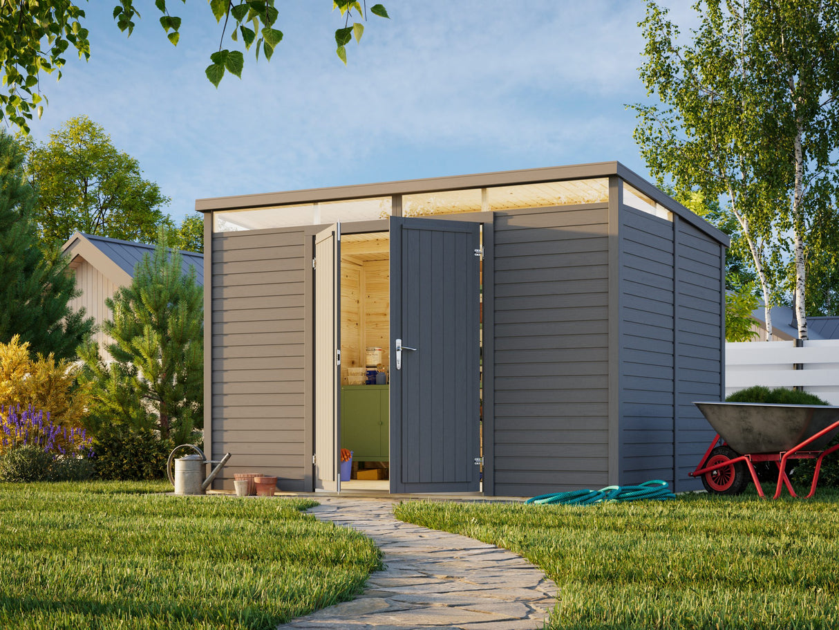 Elias M (3,3x2,3m|7,3m2|16mm ) Timber Garden Shed with High-Level Clerestory Windows - Palmako UK