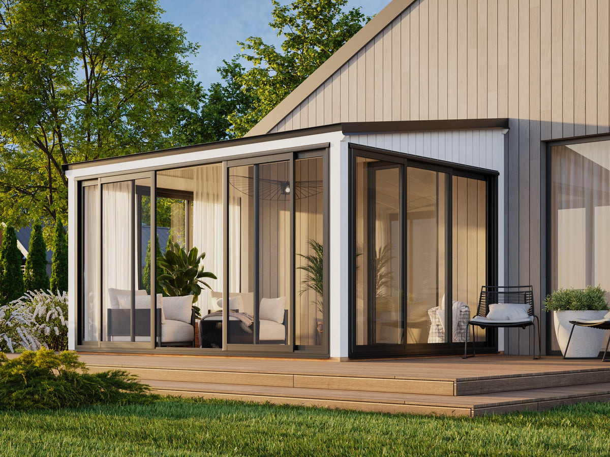 Lumi M (4,2x3m|11,6m2|120x120mm ) Glass Extension Attached Conservatory