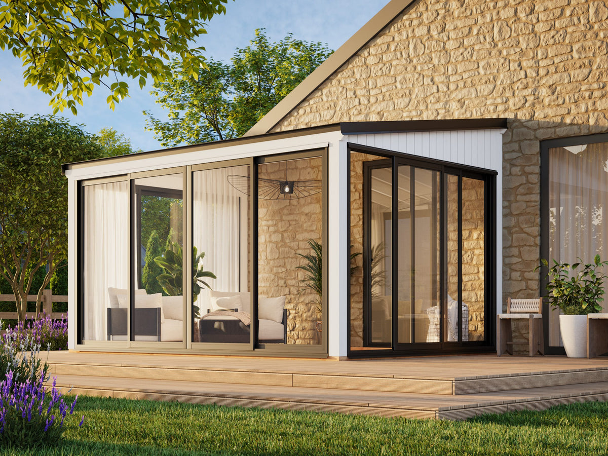Lumi M (4,2x3m|11,6m2|120x120mm ) Glass Extension Attached Conservatory