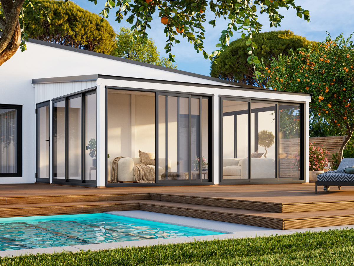 Lumi XL(5,8x4,2m|23,3m2|120x120mm ) Spacious Attached Glass Conservatory