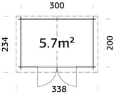 Cromwell (3,2x2,2m | 5,7m2 | 28mm) Apex roof Garden Shed with Double Doors - Palmako UK