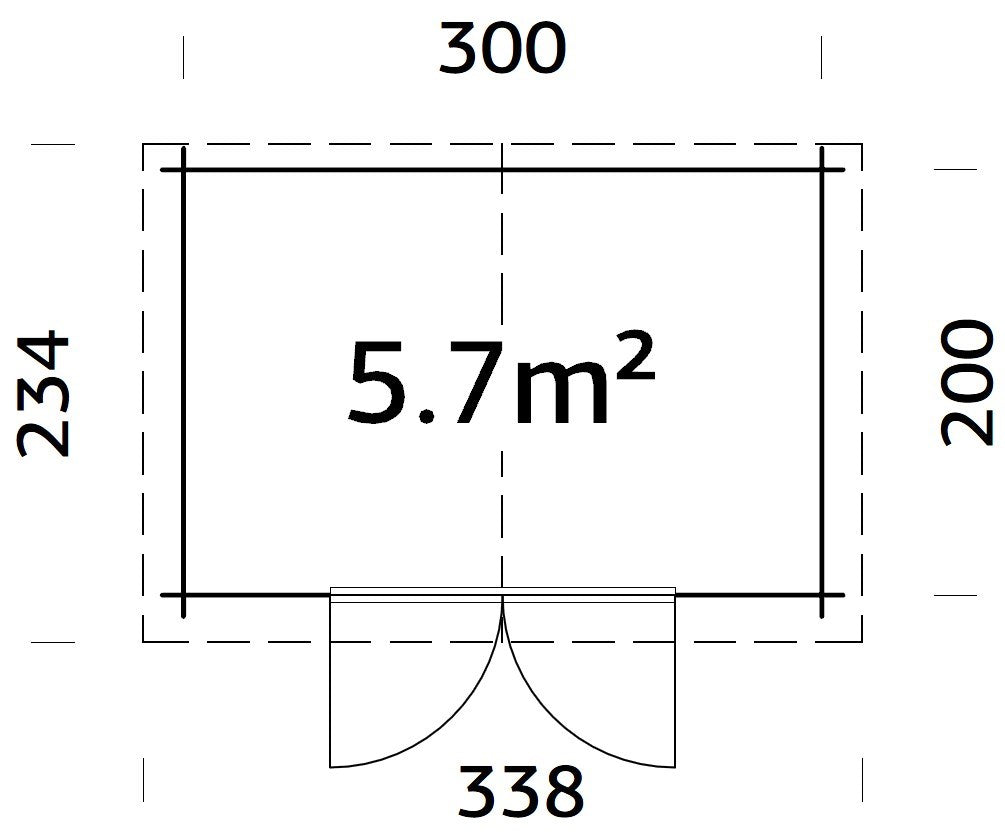 Cromwell (3,2x2,2m | 5,7m2 | 28mm) Apex roof Garden Shed with Double Doors