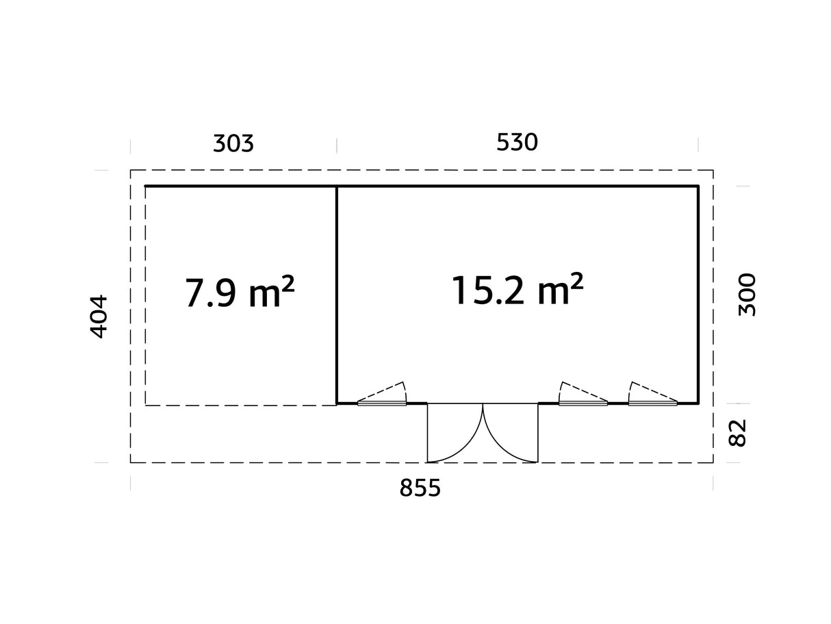 Aurelia L+ (8,3x3m|15,2+7,9m2|44mm ) Spacious Modern Garden room with Canopy