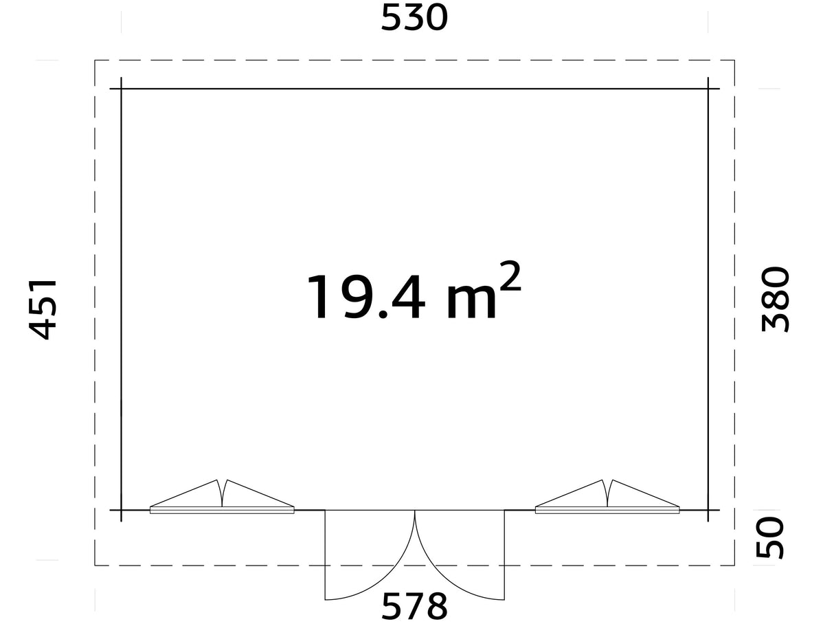Lisandra L(5,5x4m|19,4m2|44mm ) Garden House with Aluminium Doors and Windows
