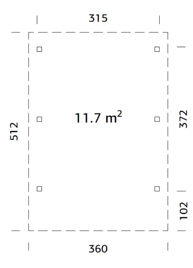 Karl S (3.6x5.1m | 11.7m2) Compact Flat Roof Carport or Garden Pavilion