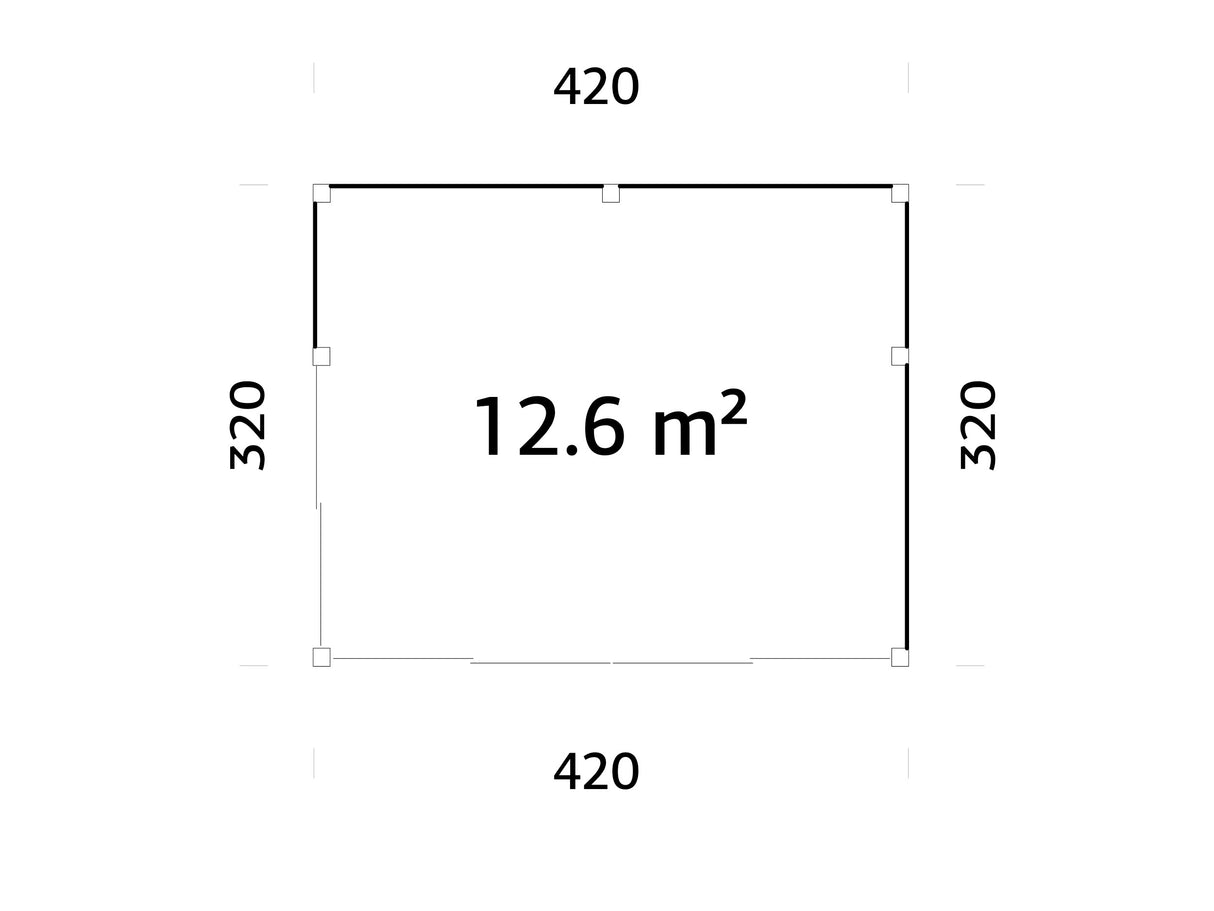 Serena 1 (4,2x3,2m|12,6m2|44mm ) Cubic Corner Log Cabin with Aluminium Doors and Windows(Double or Single Glazed)