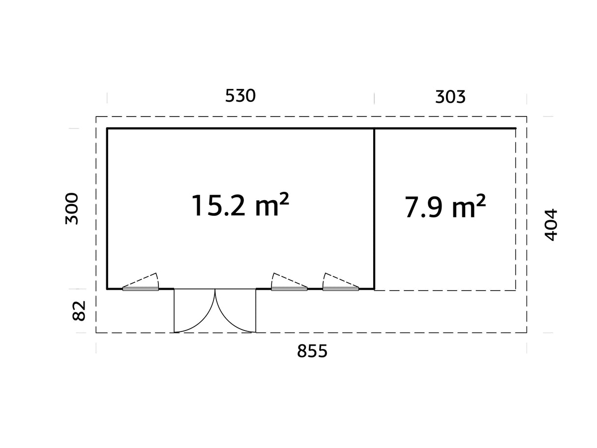 Aurelia L+ (8,3x3m|15,2+7,9m2|44mm ) Spacious Modern Garden room with Canopy