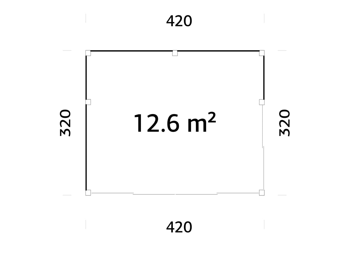 Serena 1 (4,2x3,2m|12,6m2|44mm ) Cubic Corner Log Cabin with Aluminium Doors and Windows(Double or Single Glazed)