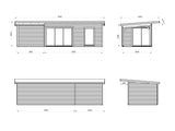 Andrea XL (9x3m | 17.1+7.9m2 | 44mm) Garden Room with Sliding Doors (Double Glazing Available)