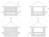 Bianca 106 (3x3m | 8.3m2) Kiosk With Three Hatches - Palmako UK